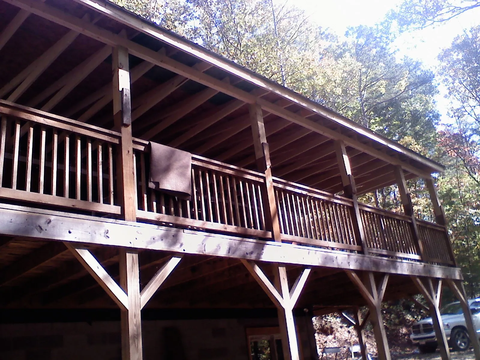 Timber framing under a new elevated porch and deck — Roof Leak Repair in Perham by Roofing Brothers